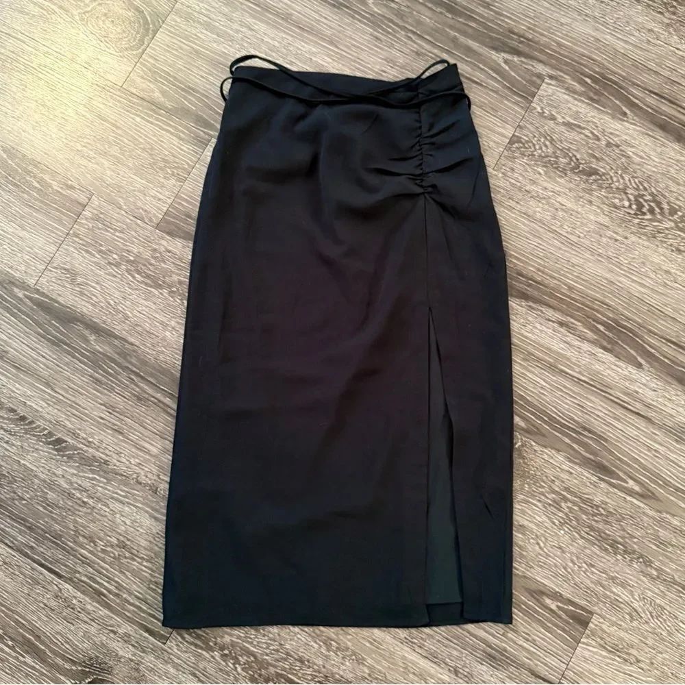 Abercrombie & Fitch Side Cinch Midi Skirt With Wrap Belt